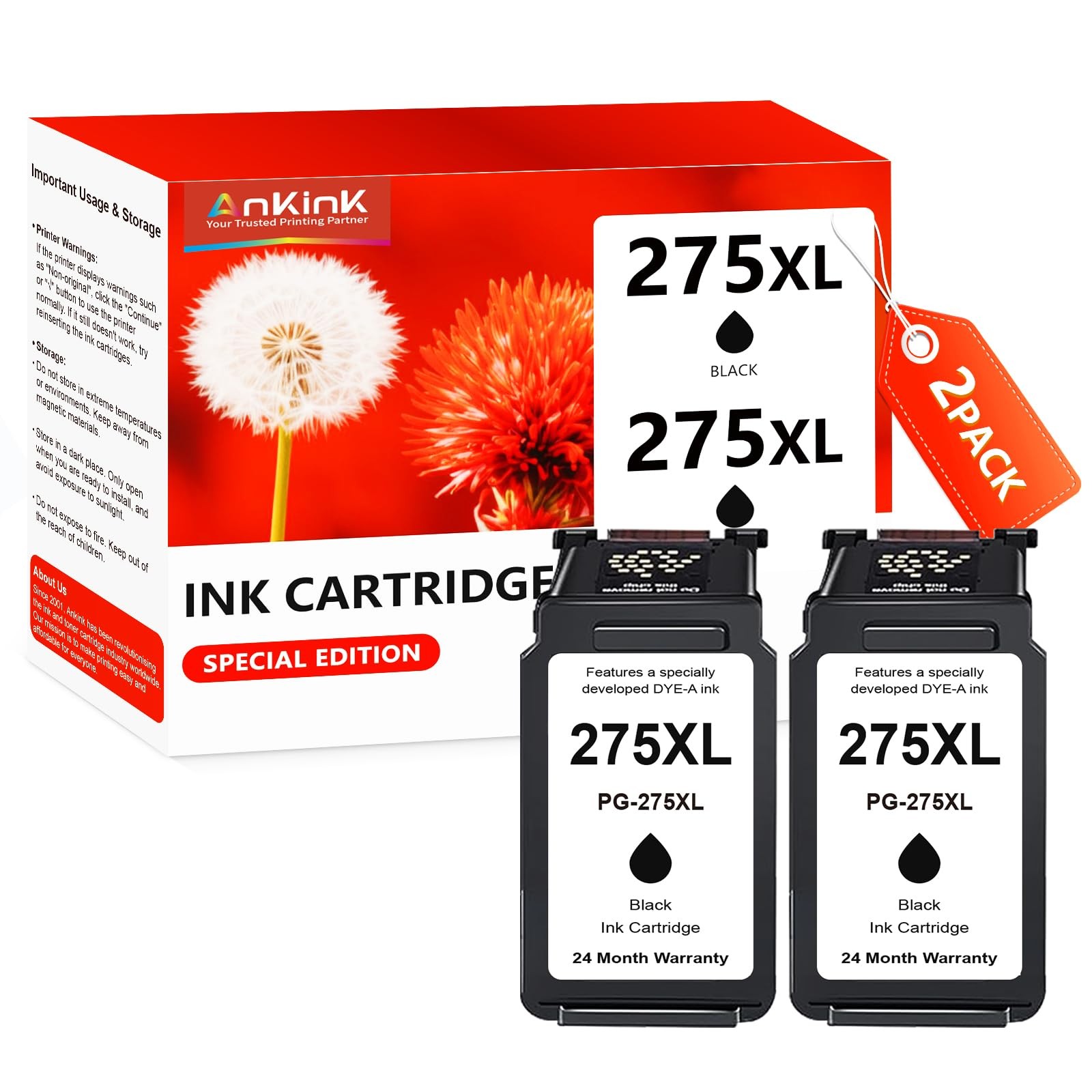 Ankink 275XL Compatible Ink Cartridge Replacement for 2PK Black, 275bb 
