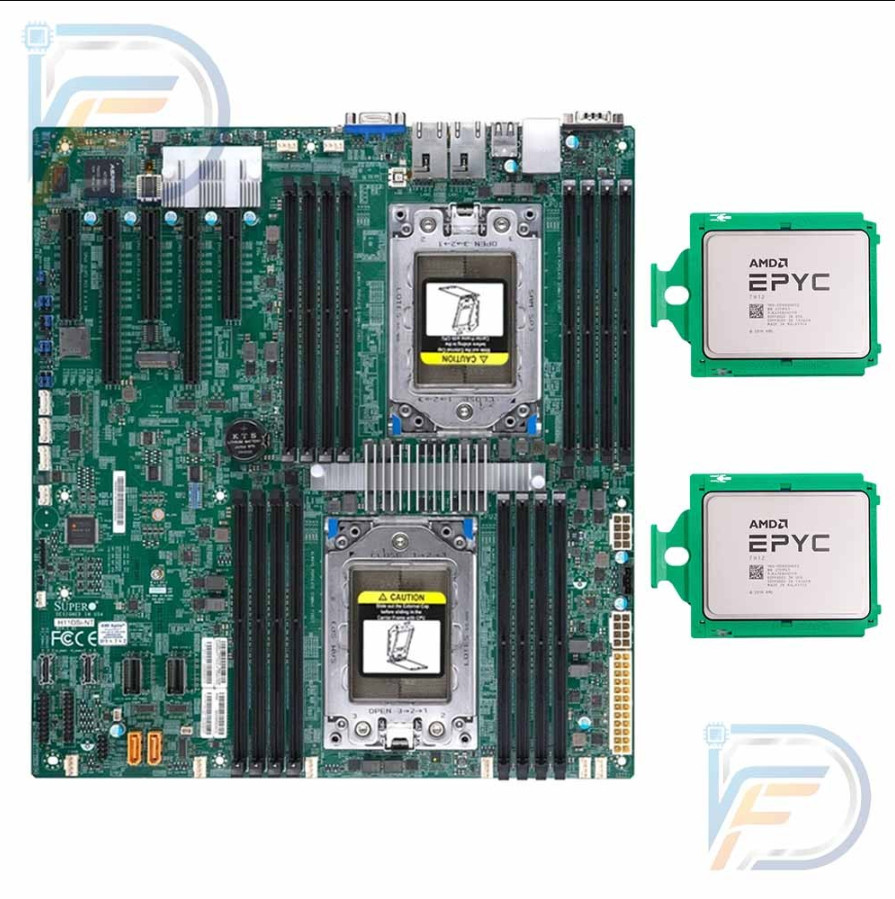 Supermicro H11DSi-NT Motherboard + 2x AMD EPYC 7452 32-Core Server Combo