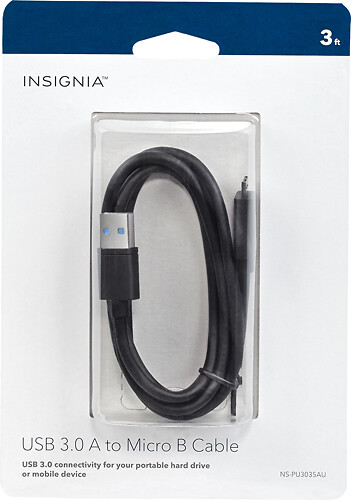 Insignia NS-PU3035AU USB 3.0 A Male to Micro B Male Hard Drive or Device Cable