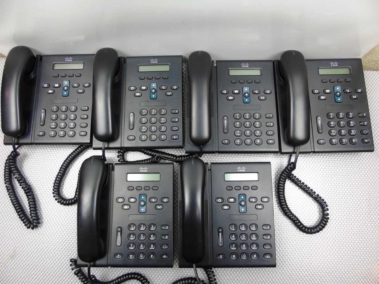 Lot of 6 - Cisco IP Phone CP-6921 CP-6921-C-K9  VOIP IP Phone w/ Handsets Black