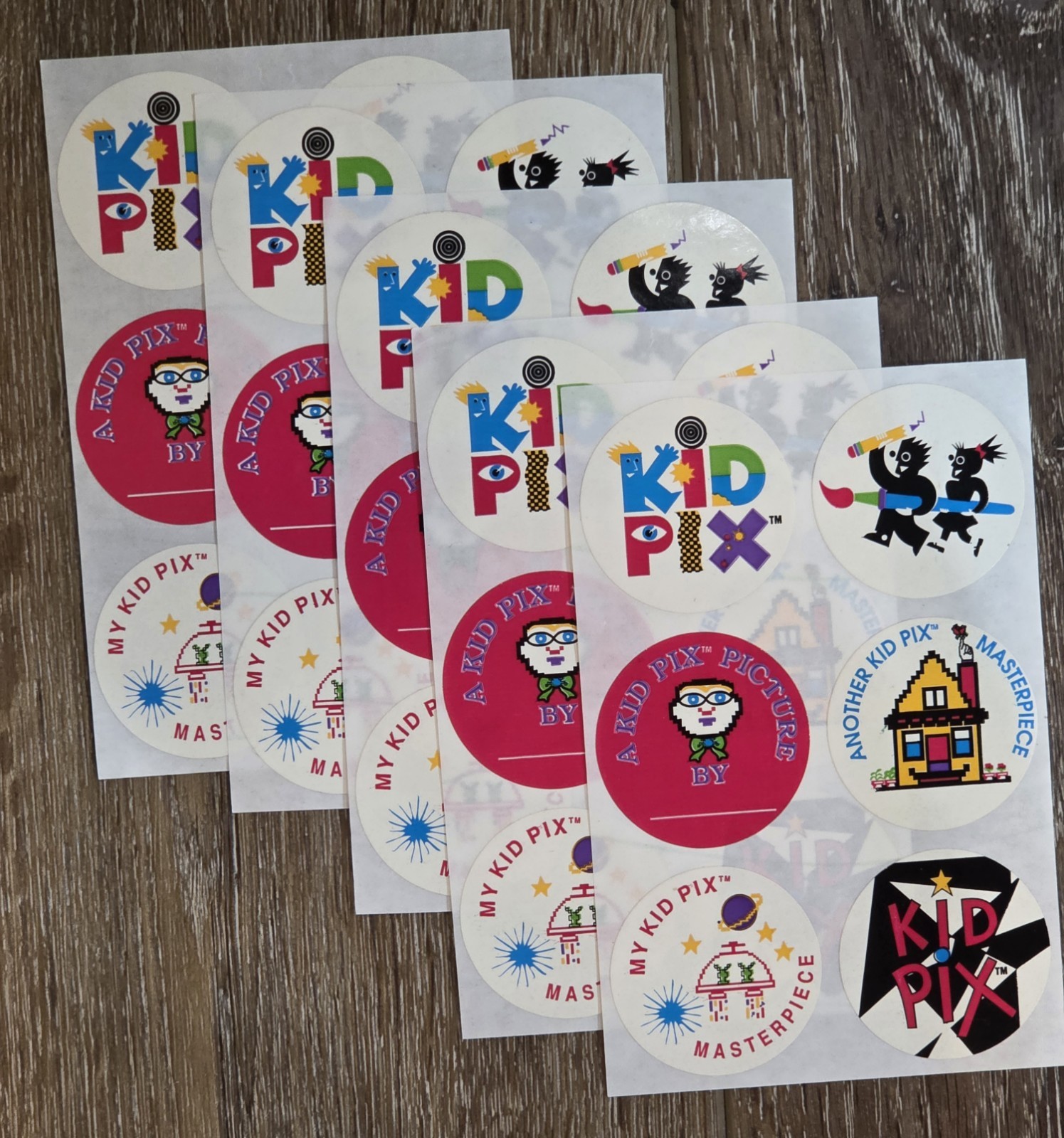 Vintage 1990’s Kid Pix Stickers 5 Full Sheets Y2K Nostalgia