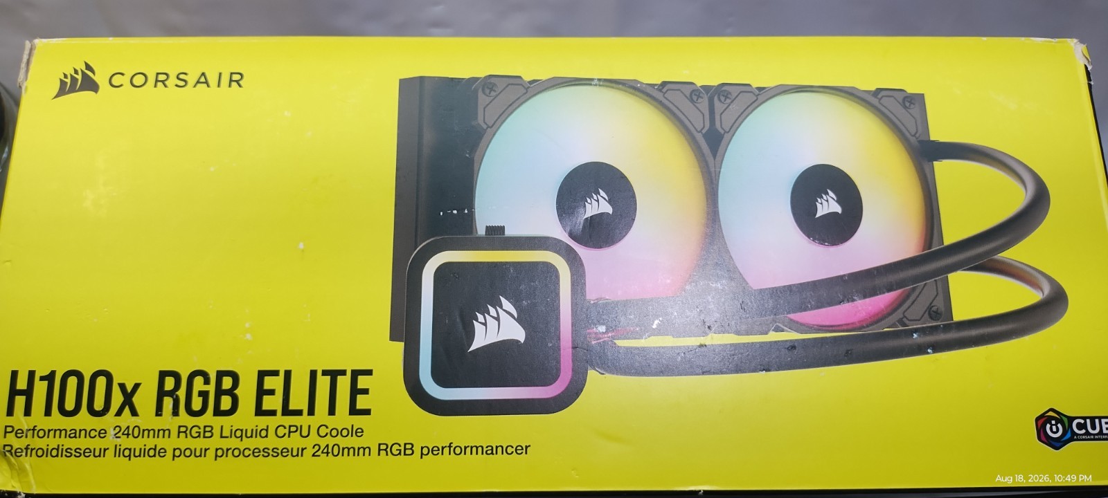 CORSAIR iCUE H100x RGB ELITE AIO 240mm Liquid CPU Cooler - Black, CW-9060065-WW2