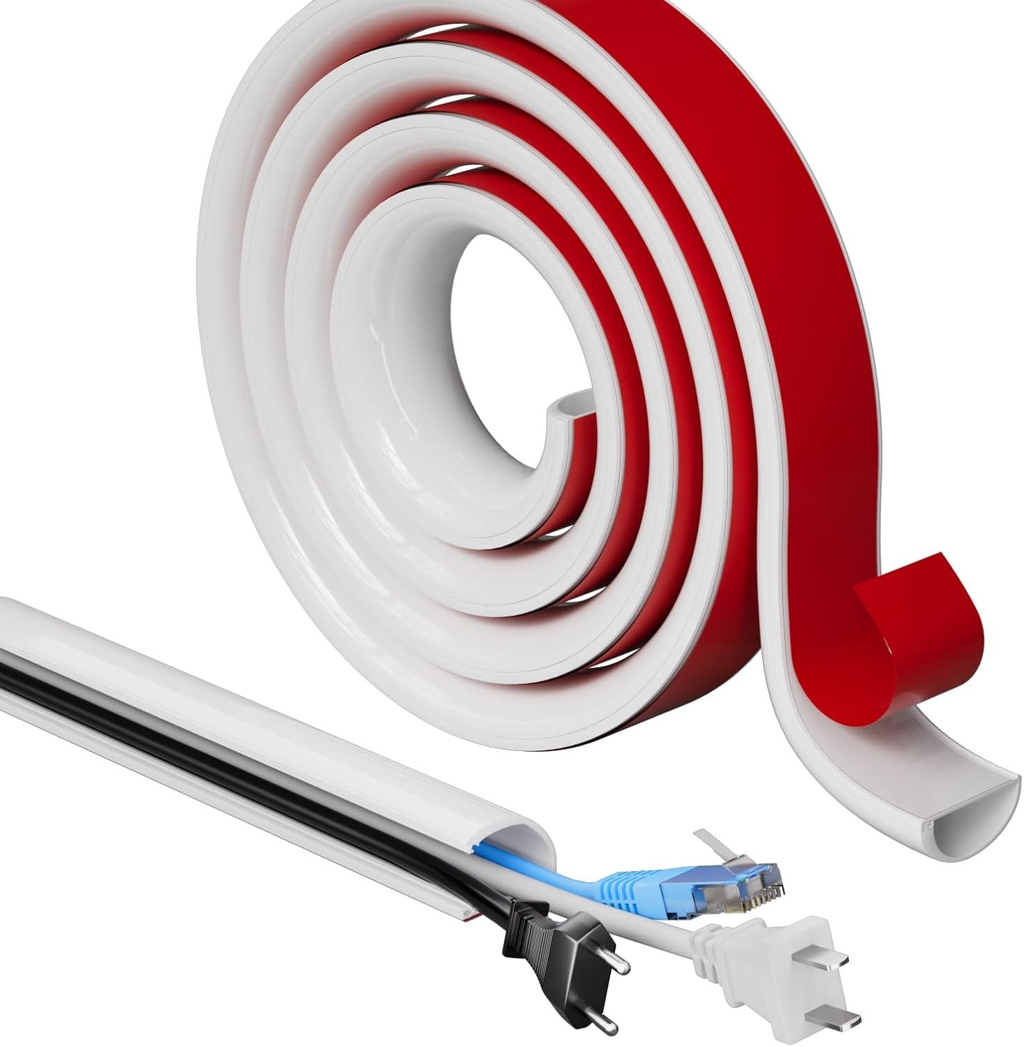 5Sizes 39”-197'' Cord Hider for Wall Mounted TV Adhesive One-Cord Cable Hider