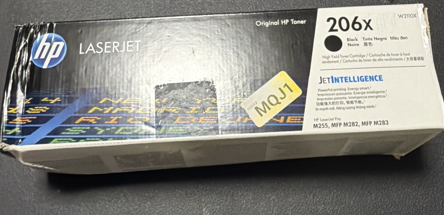 HP 206X Black High Yield LaserJet Toner Cartridge W2110X.SEALED/Damaged Box