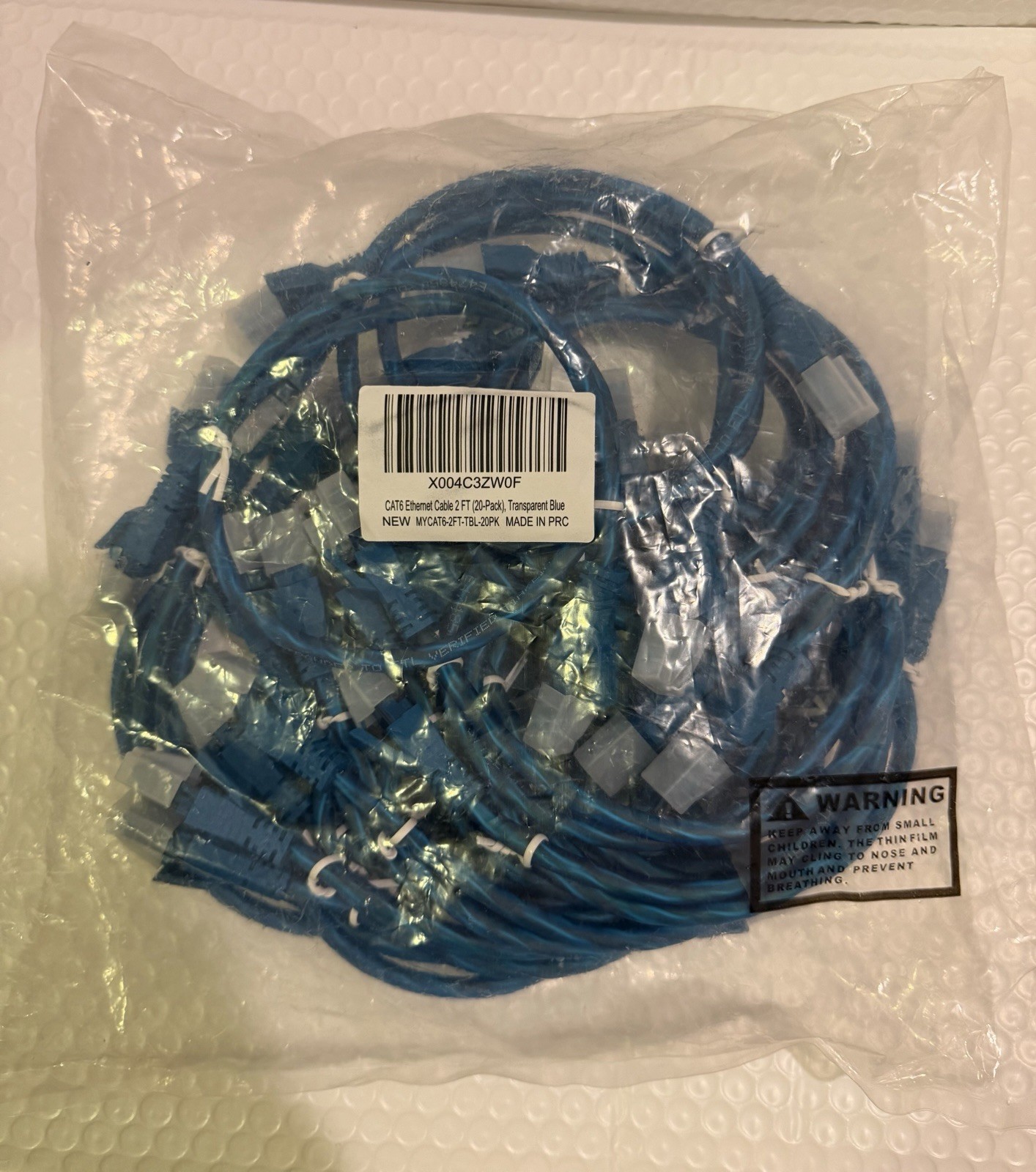 Cat6 Ethernet Cables Blue 2ft Cat 6 Ethernet Cable 20-Pack Brand New .