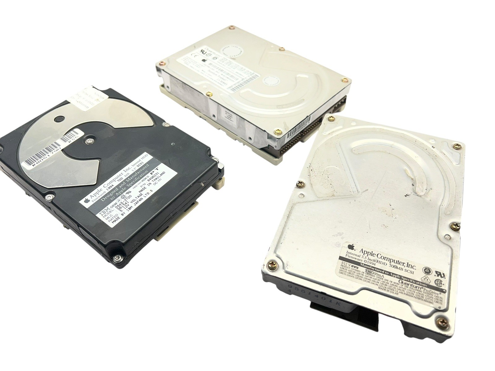 VTG. (3) Apple Macintosh QUANTUM Fireball 1.2GB, 700MB, 500MB Hard Disk Drives
