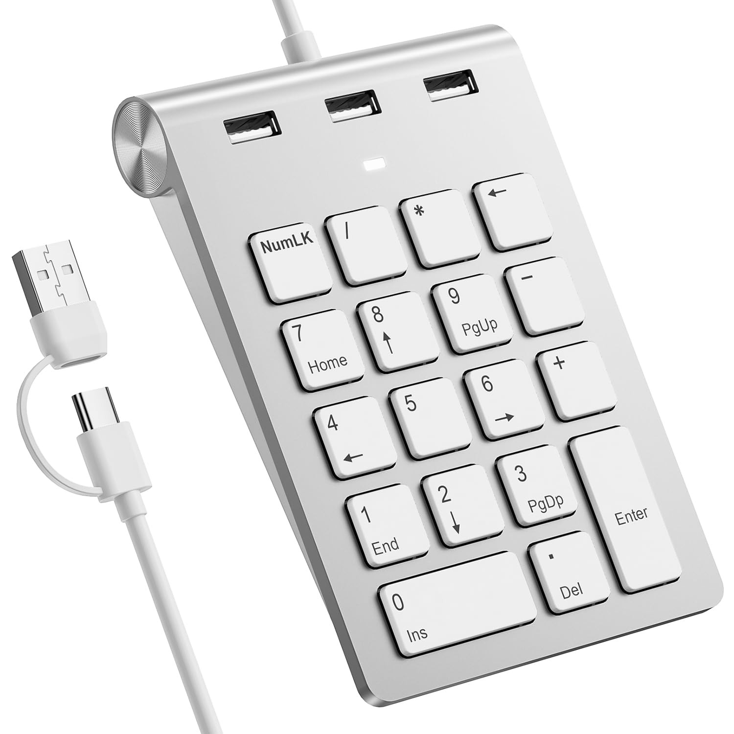 Wired Numeric Keypad USB-& USB-A - 18 Keys Number Pad with 3 USB 2.0 Port, 15...