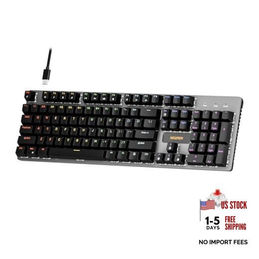 GM325Pro Mechanical Keyboard,104 Keys Rainbow LED Black Keycaps-Red Switch