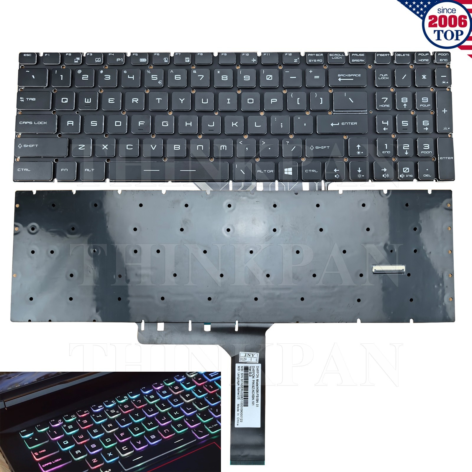 New RGB Full Color Backlit US Keyboard for MSI GS75 GL75 GE75