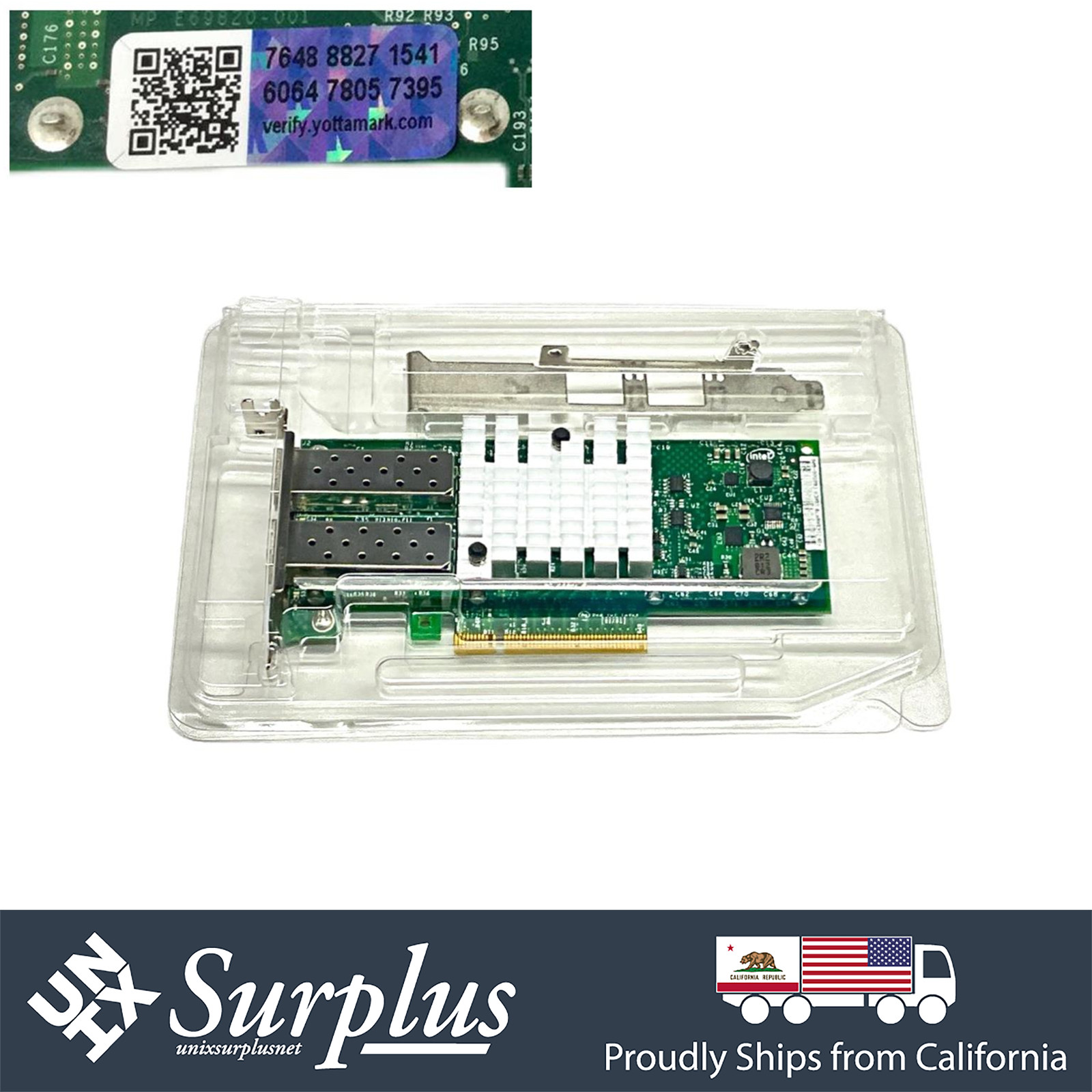 Genuine X520-DA2 10GB SFP+ Dual Port Intel NIC Ethernet Server Adapter Yottamark