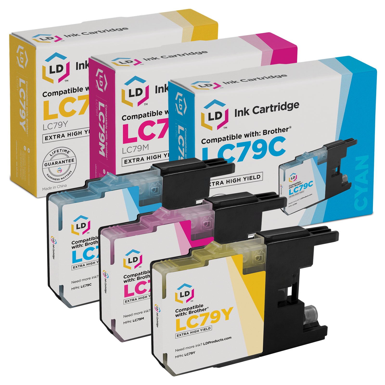 LD For Brother LC79 3pk Extra HY ink LC79C LC79M LC79Y J5910DW J6510DW