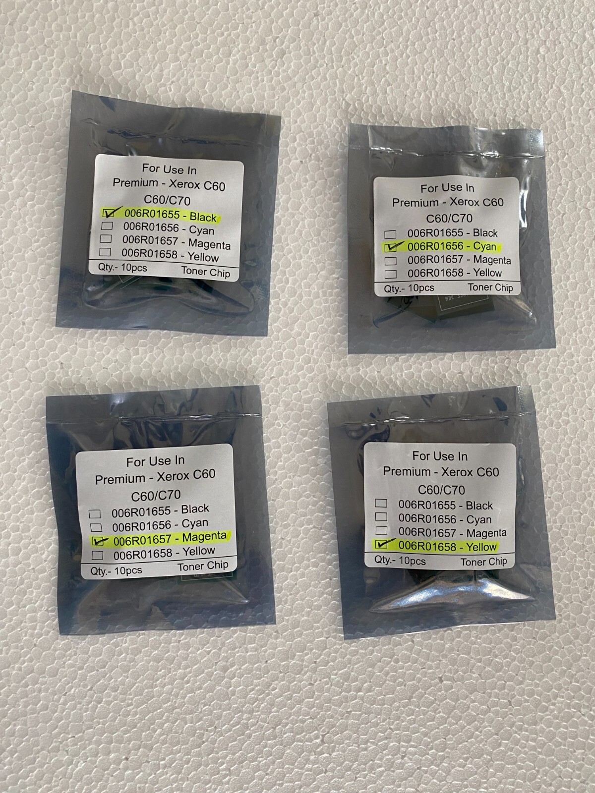 10 sets Toner Chip (006R01655/56/57/58) for Xerox C60/70 CMYK TONER CHIP SET