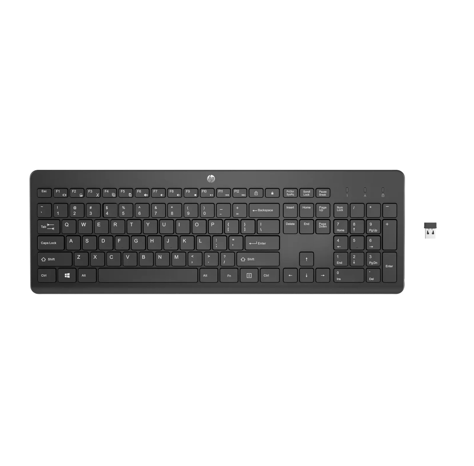 HP 230 Wireless Keyboard Caviar Black Full Size 2.4GHz USB Keyboard
