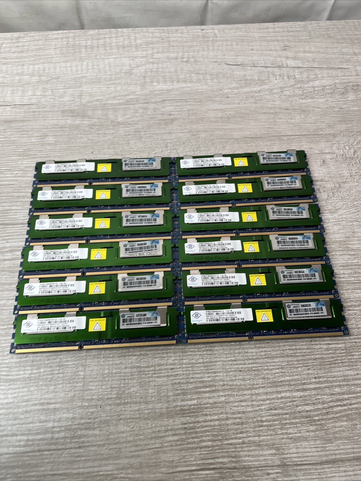 Lot of 12 -Nanya NT8GC72B4NB1NK-CG 8GB 2Rx4 PC3-10600R 1333.ECC 1132.TW UNTESTED