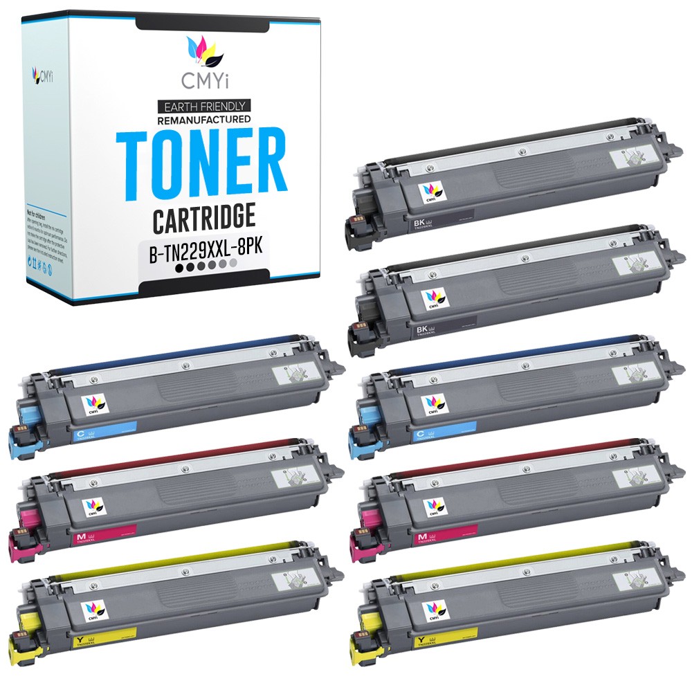 8Pack Compatible CMYi TN-229XXL Cartridges fits Brother HL-L3295CDW MFC-L3780CDW