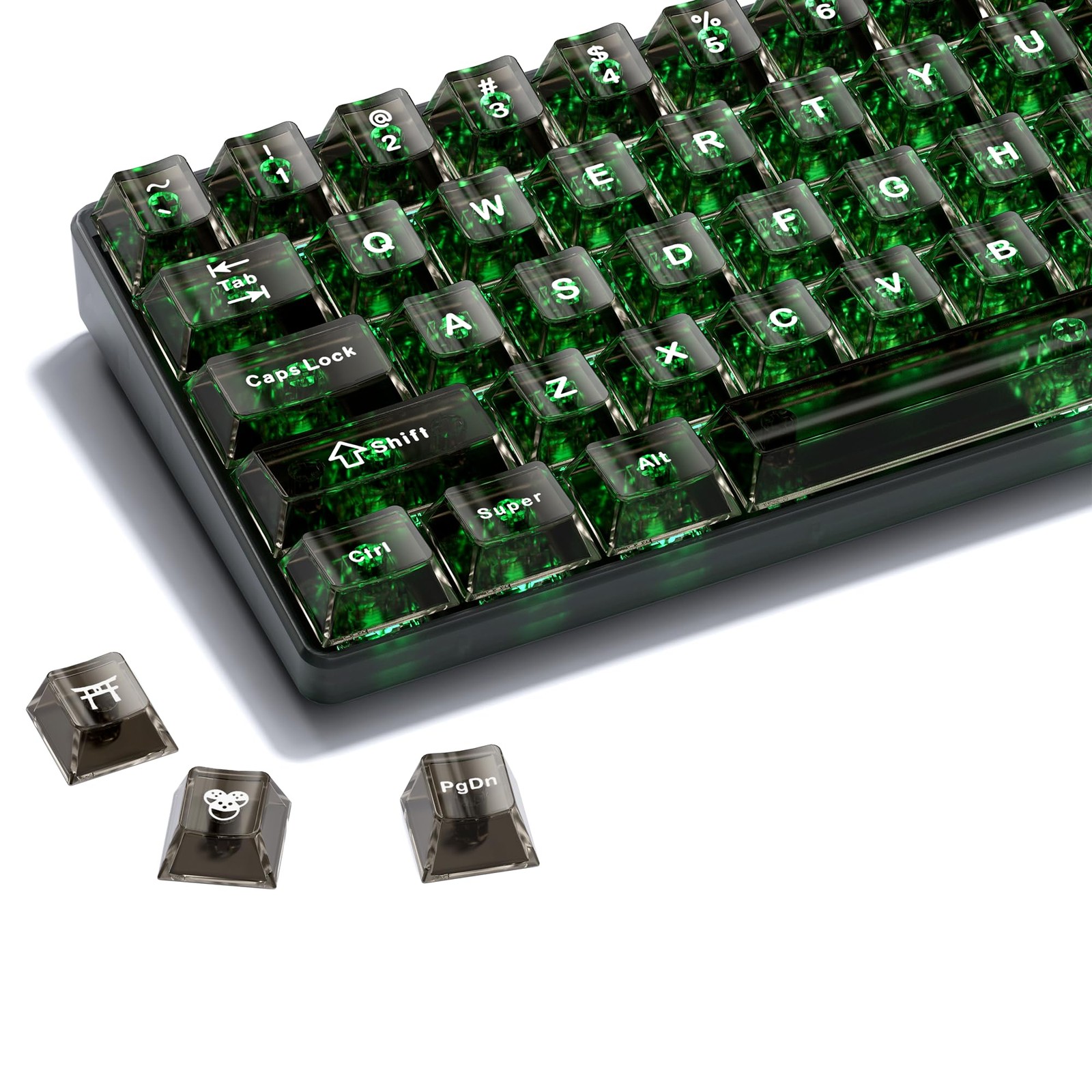 124-Key Crystal Transparent Black Keycap Set Cherry Profile PC Mechanical Keyboa