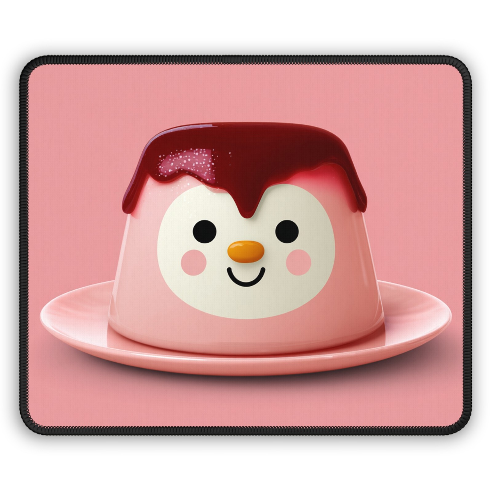 Kawaii Pudding Penguin Gaming Mouse Pad | Cute Pink Desk Mat