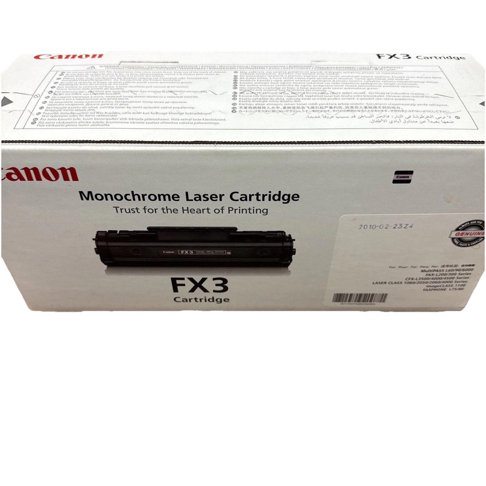 OEM Canon FX3 Black Toner Cartridge 1557A002(92) BA Genuine New Sealed 2012