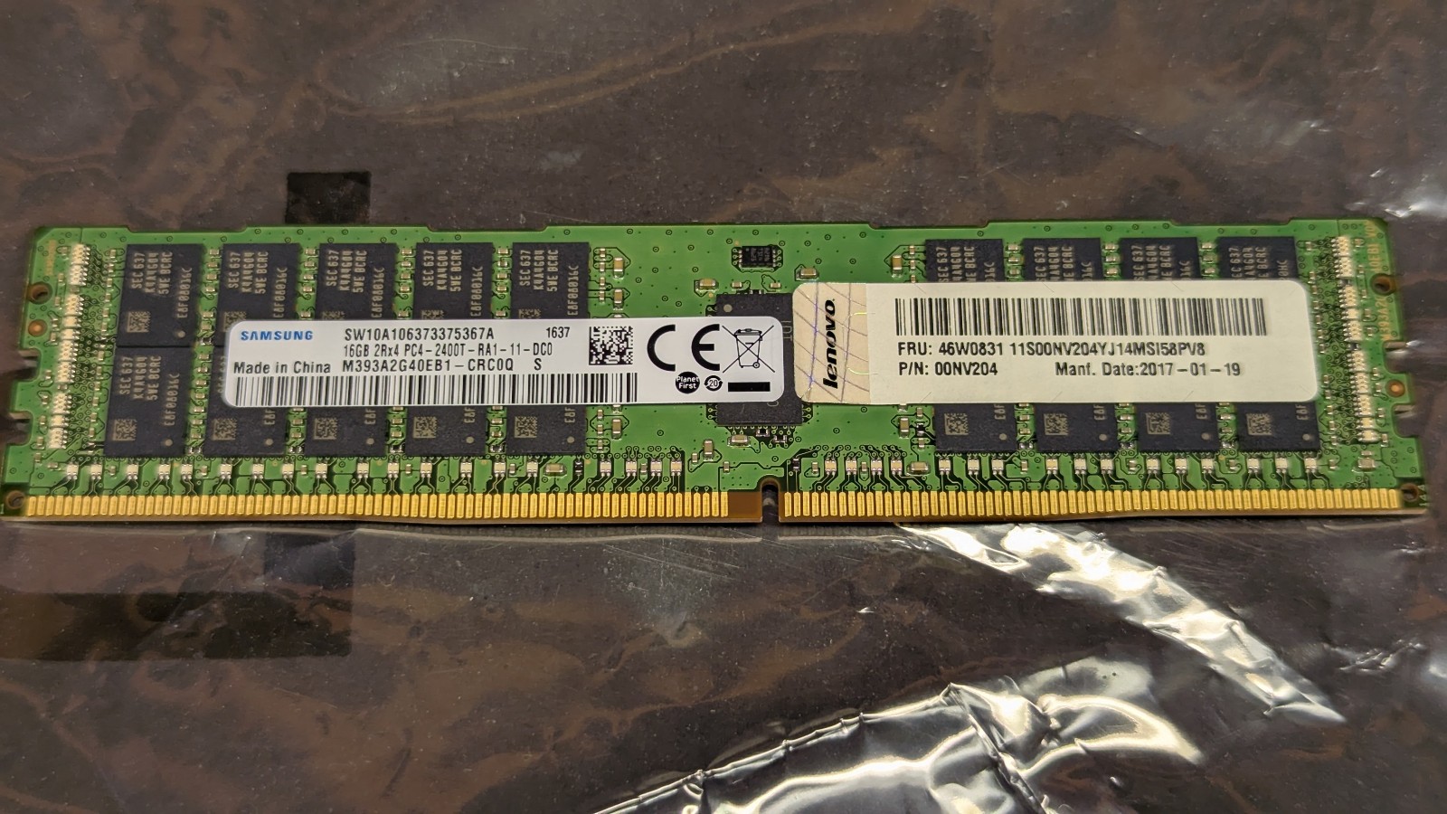 Samsung/Lenovo 16GB (1 x 16GB) PC4-19200 (DDR4-2400) Memory (FRU: 46W0831)