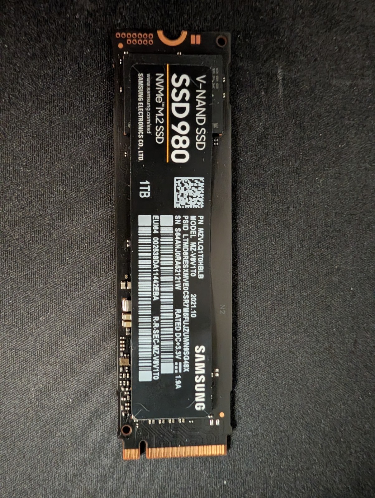 Samsung 980 1TB M.2 NVMe SSD MZ-V8V1T0B/AM Used Personal Pull
