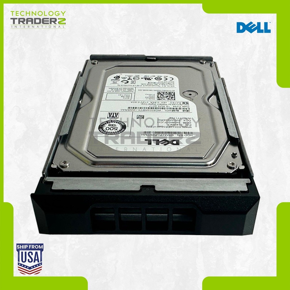 1KWKJ Dell 500GB 7.2K SATA 3Gbps 64M 3.5 HDD 01KWKJ W/ Blank Tray