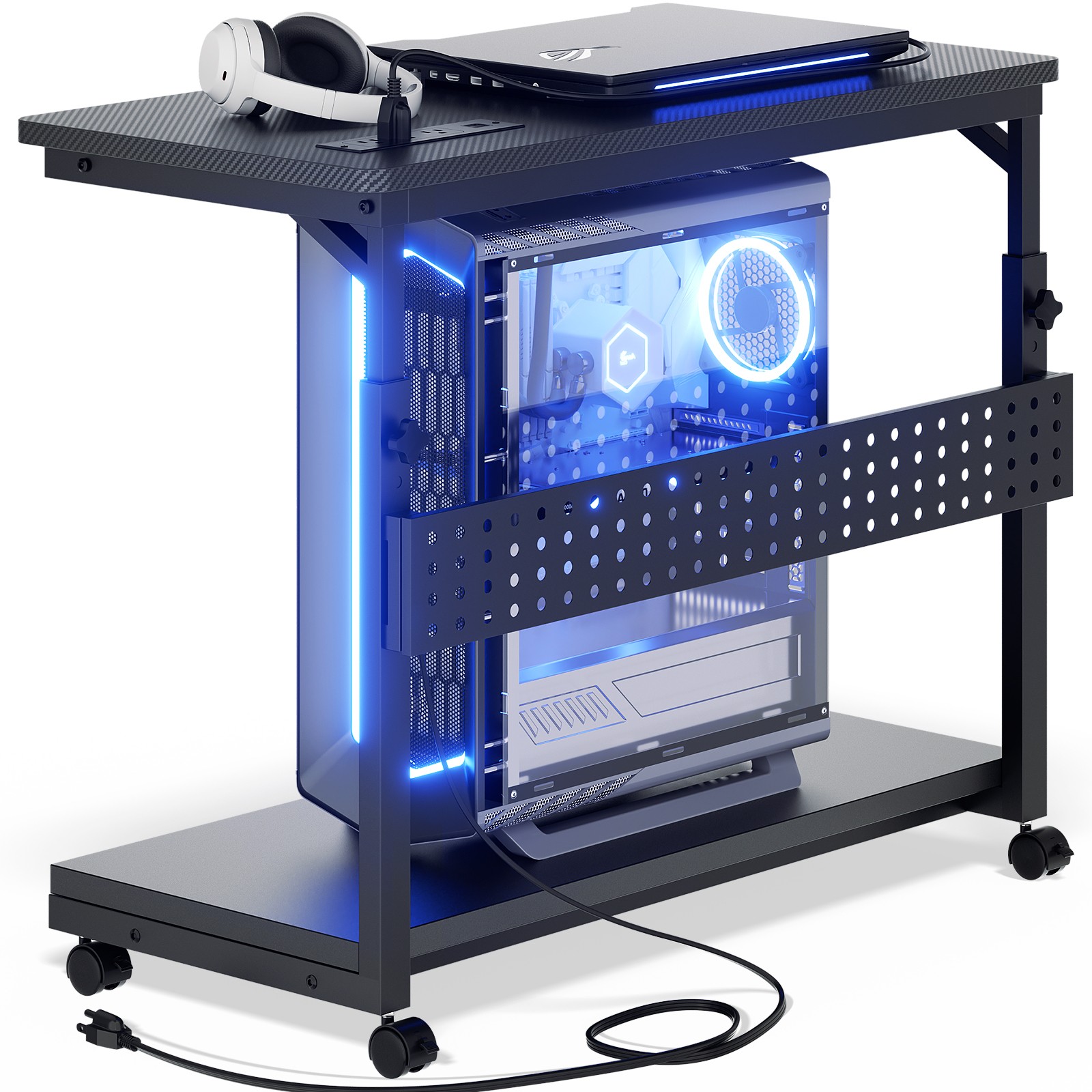 Computer Tower Stand with Outlets, PC Tower Stand for Floor, 32"