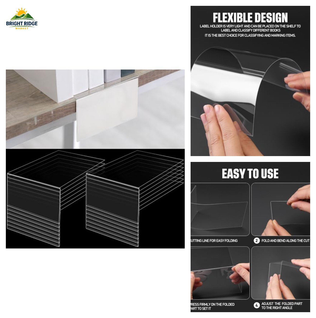 Clear Plastic Shelf Label Holders 15 Pcs 5.1 x 3.2 Inch for Organization