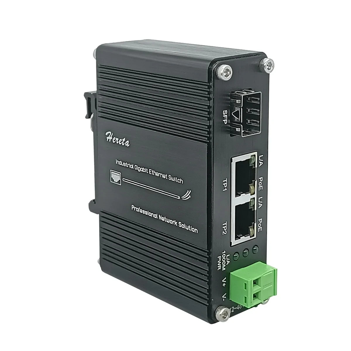 Gigabit Industrial Ethernet Media Converter POE+ 30W Aluminum Case 2 RJ45 Por...