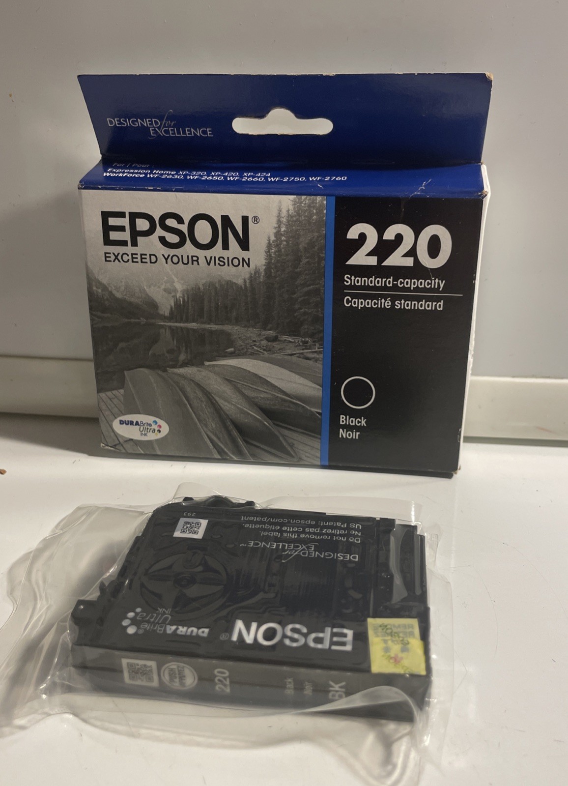 2x Genuine Epson 220XL Black Ink Cartridges Exp: 2026