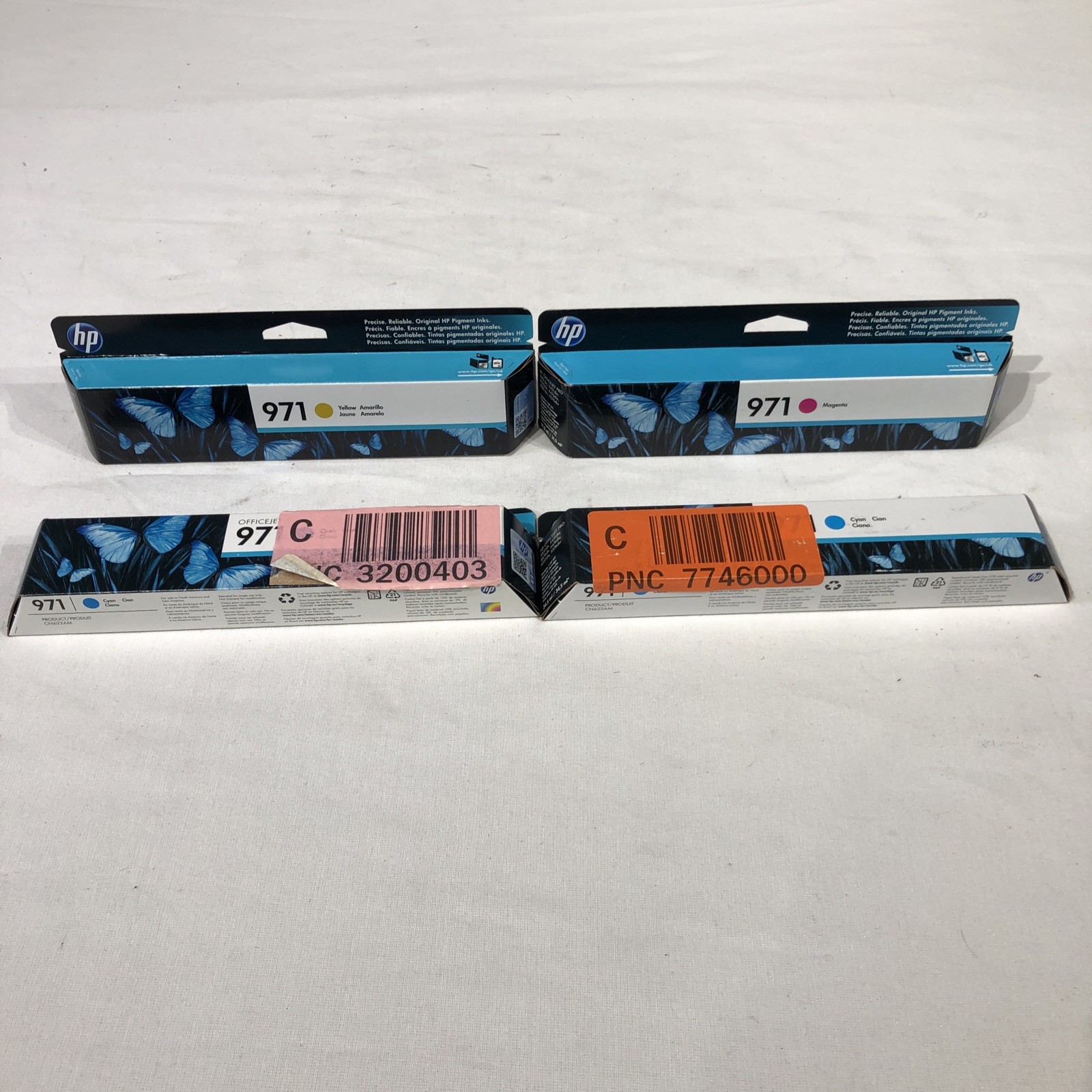 Genuine HP Ink Cartridges 970XL 971XL Lot of 4, 2 Cyan, 1 Magenta, 1 Yellow 2023