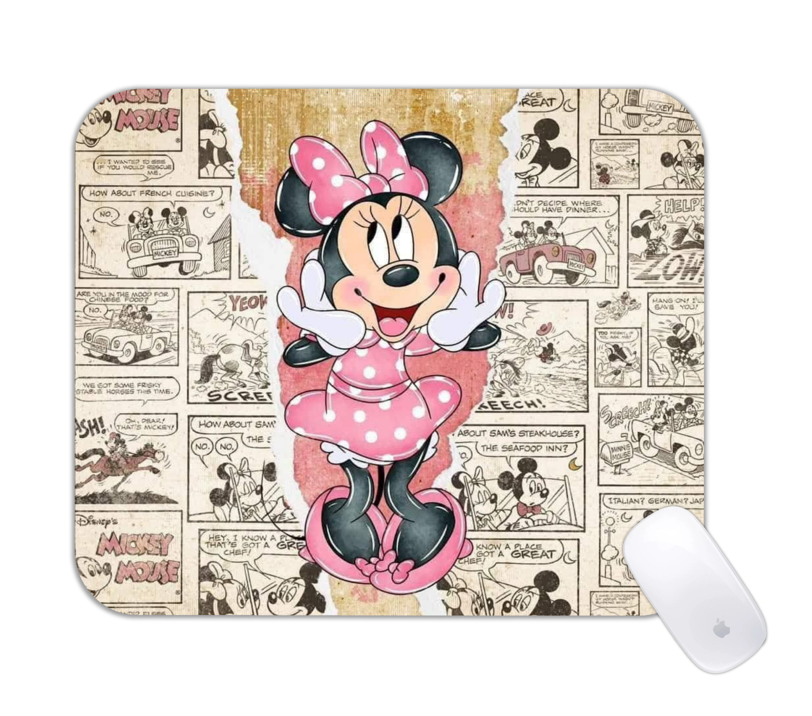 Cartoon Girl Mouse Comic Style Desk Mat Colorful Kids Gaming Pad