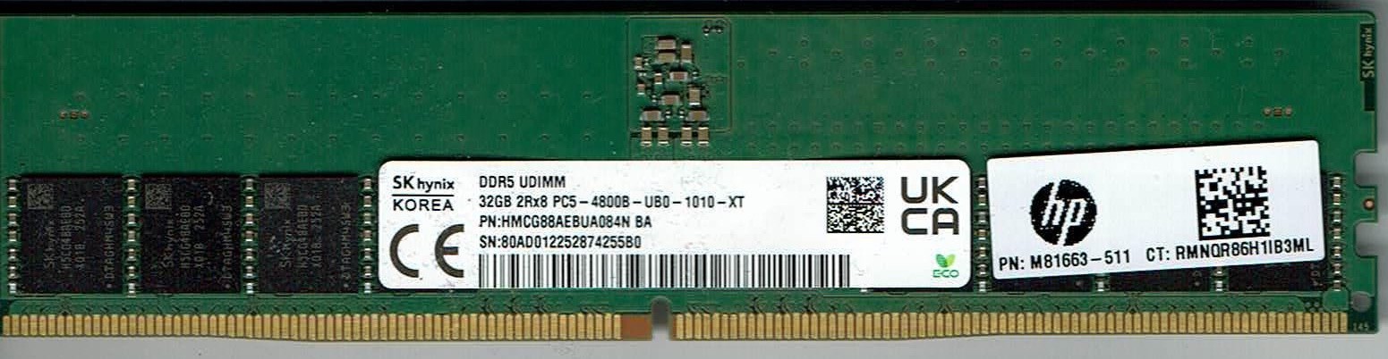 32GB DDR5-4800 UDIMM HP M81663-511 SK hynix HMCG88AEBUAB08N PC5-38400