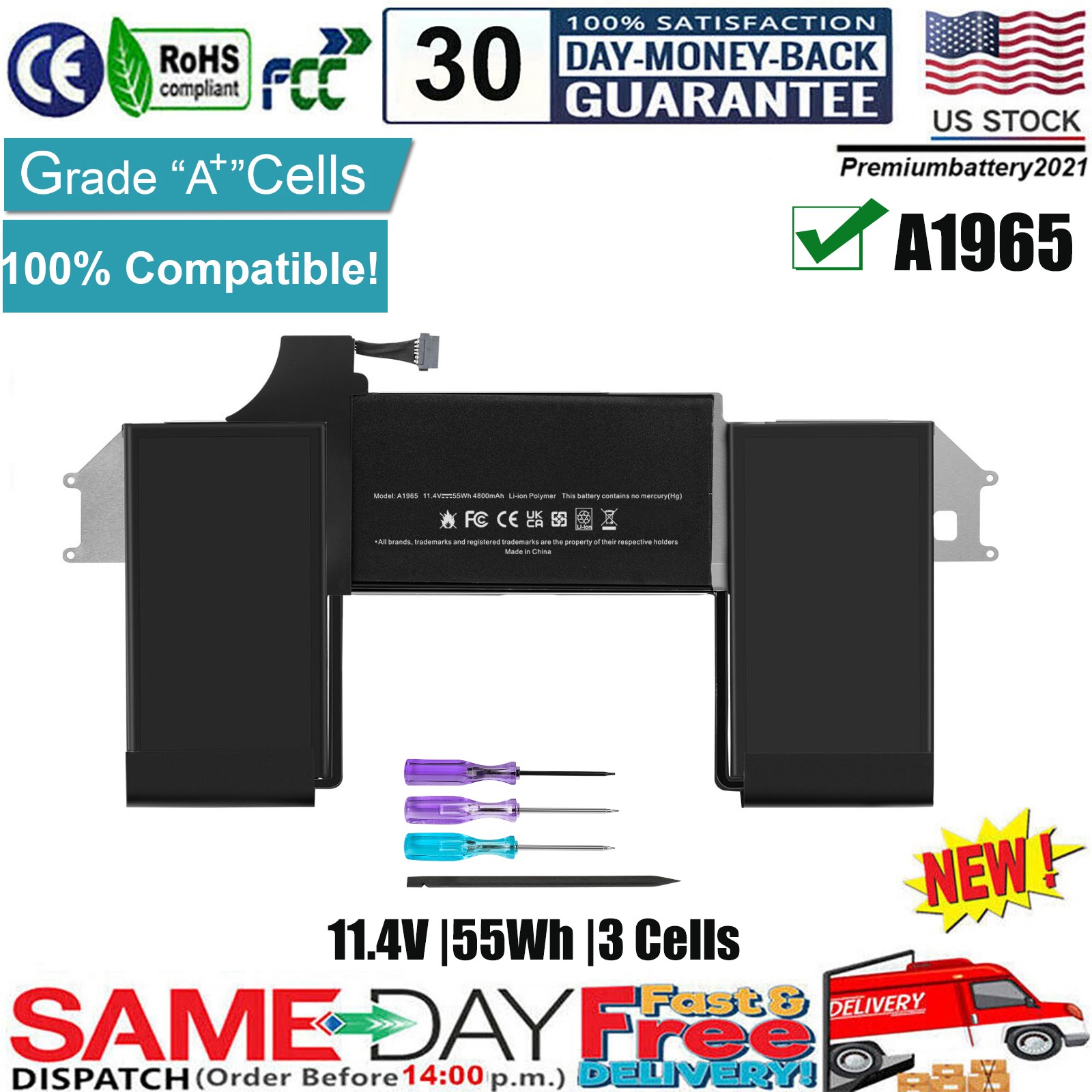 ✅New A1965 Battery For Apple MacBook Air 13" A2179 A1932 Early 2020 2018 2019 US
