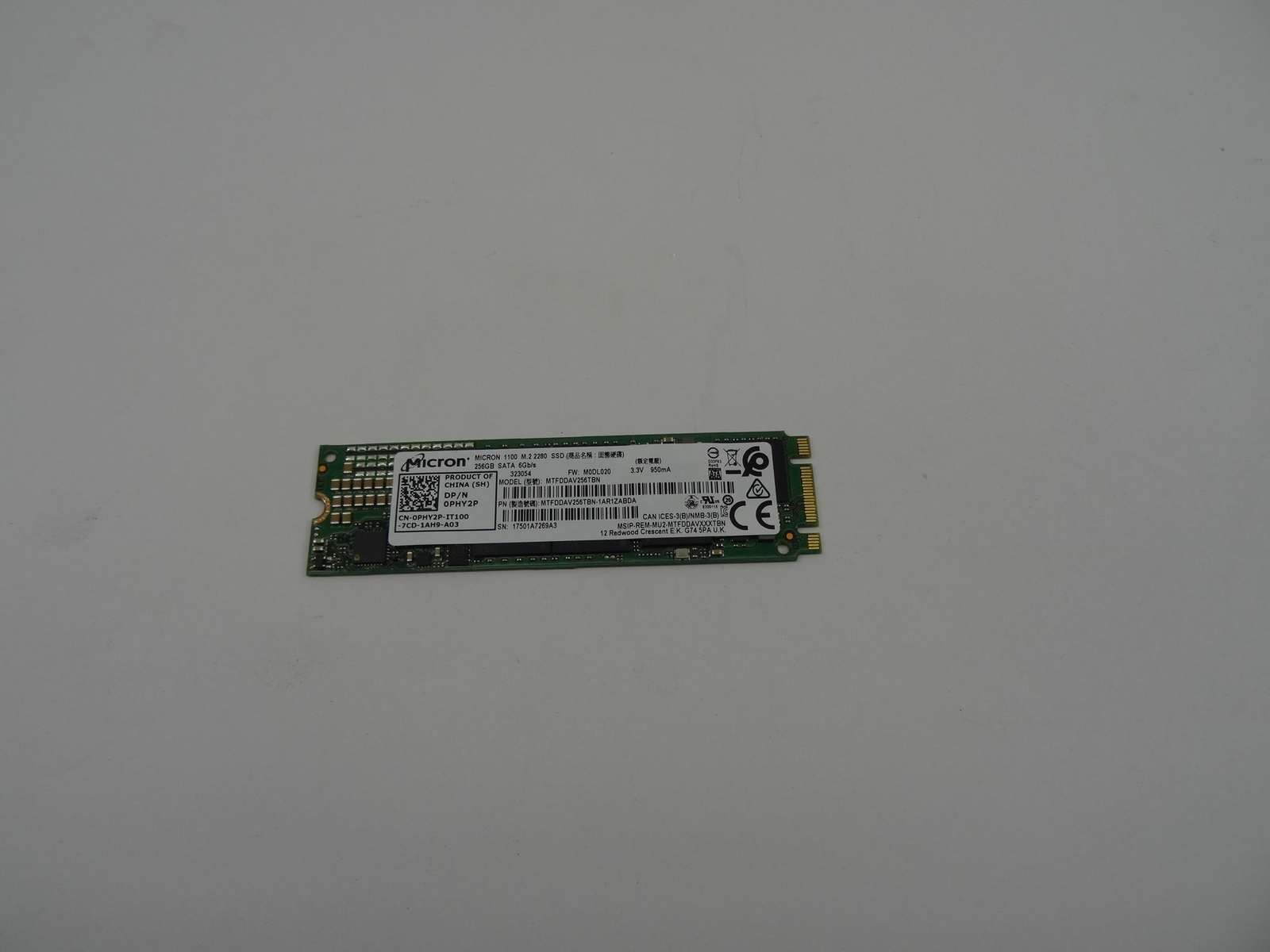 MICRON MTFDDAV256TBN-1AR1ZABDA M.2 1100 256GB SATA 0PHY2P SSD