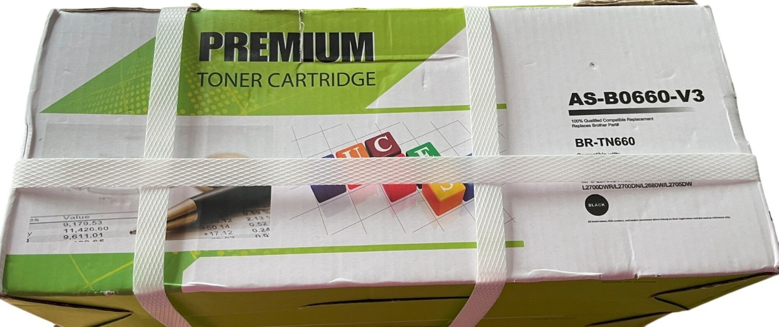 2 Premium Black Toner Cartridge Compatible With Brother BR-TN660 New Damaged Box