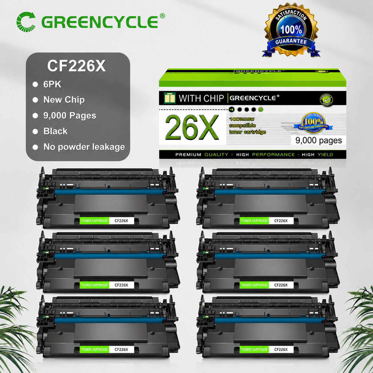 6× fit for HP Laserjet Pro M402n MFP High Yield CF226X 26X Black Toner Cartridge