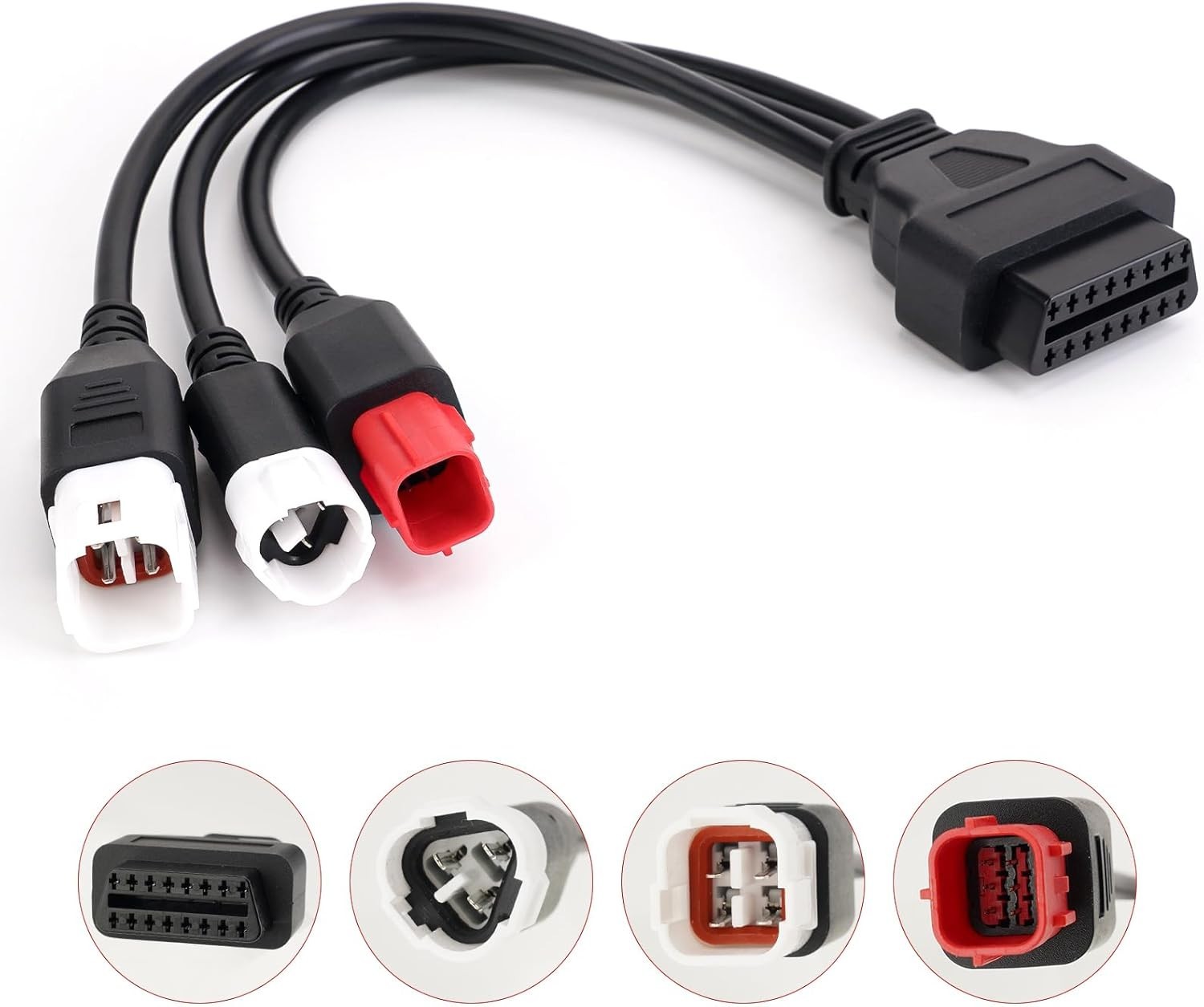 3-in-1 OBD2 Diagnostic Adapter for Kline Euro5 Motorcycle, 3pin+4pin+6pin to 16p