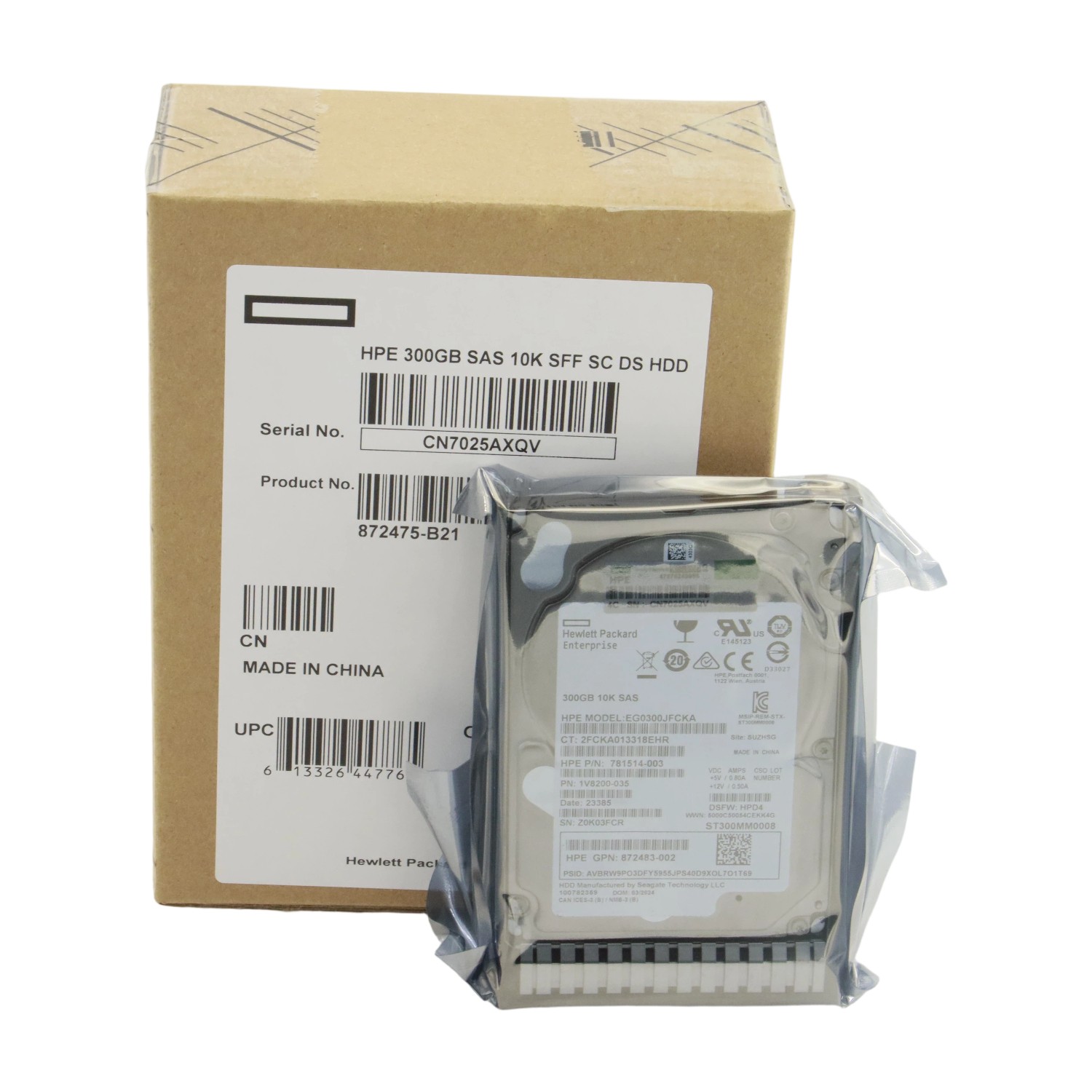HPE 872475-B21 300GB 10K 12G SFF SAS SC DS HARD DRIVE 872735-001