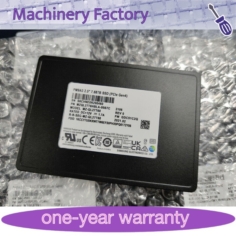 Original Samsung PM9A3 7.68TB SSD U.2 NVME MZ-QL7T60 PCIE MZQL27T6HBLA-00A07