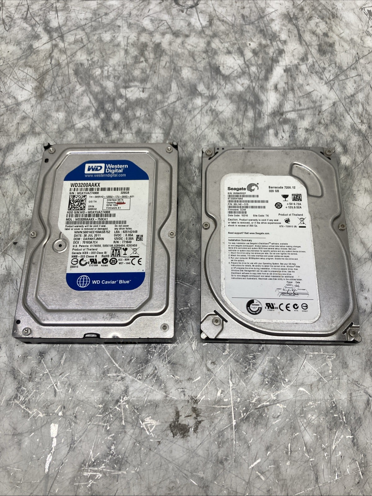 Lot of 10 320 GB SATA HDD 3.5" Mixed Brands