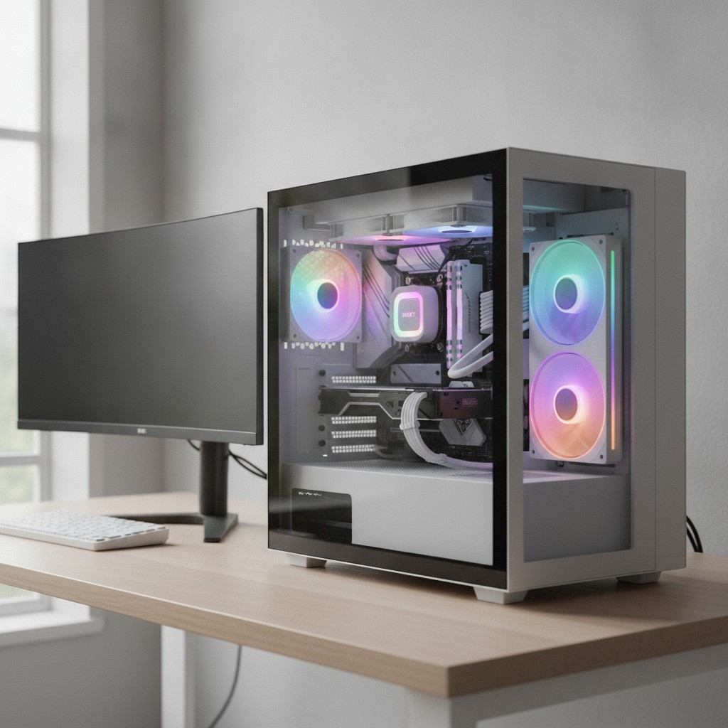 High-Performance 240mm RGB Fan with Integrated 2x 120mm Fans - Silent White