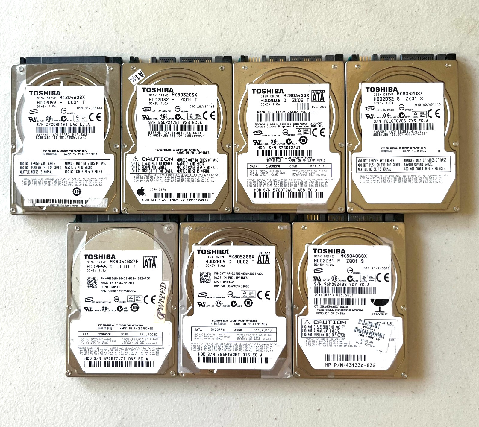 [LOT OF 7] Toshiba 2.5” 80GB SATA Laptop HDD Hard Disk Drive TESTED+FREE SHIP