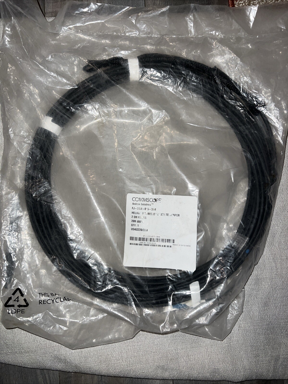Commscope FJ-2SM-015-20M Discrete Fiber Jumper 2SM Fibers, 20M