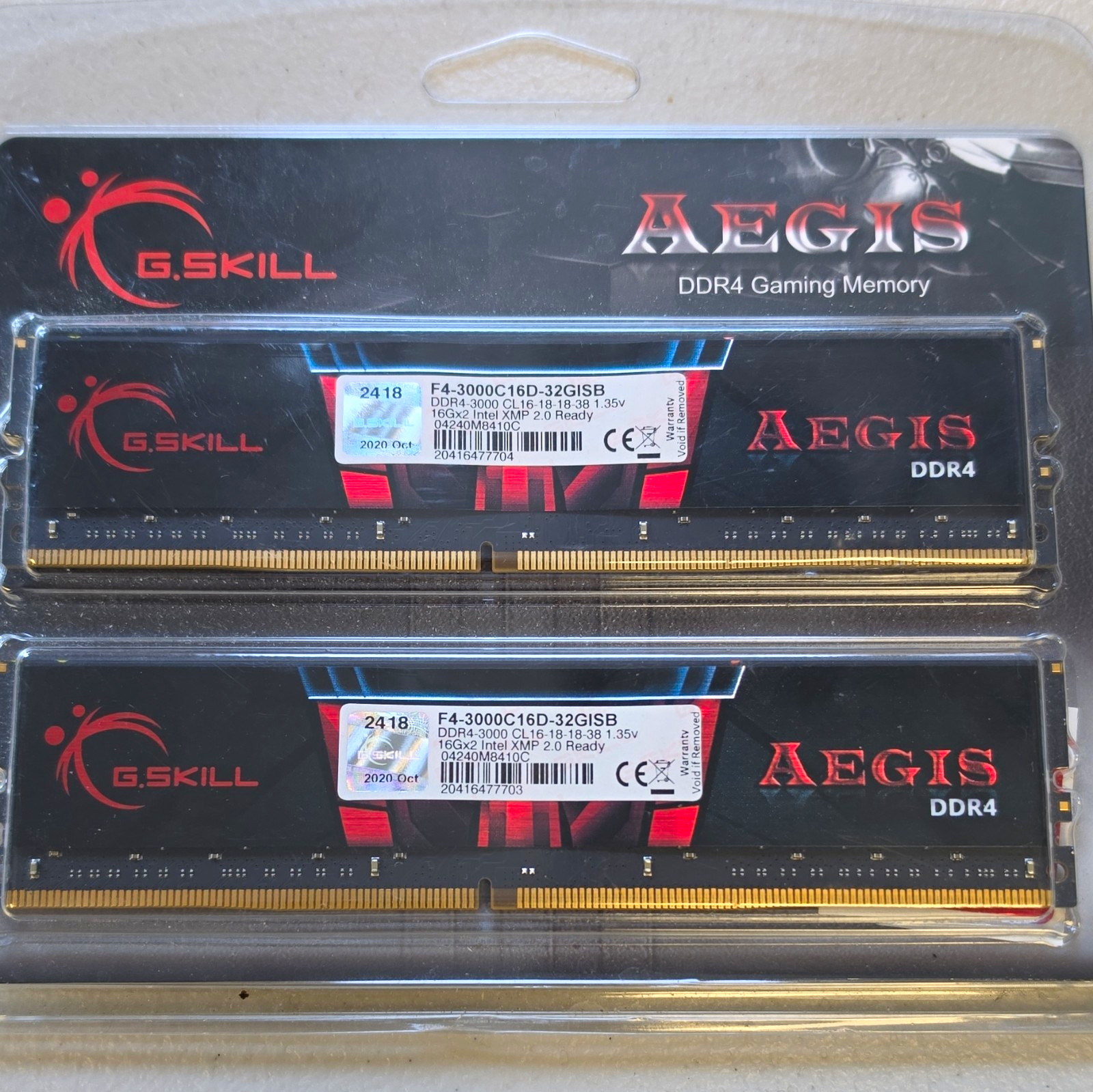 G.SKILL Aegis 32GB (2x16GB) DDR4-3000 CL16 DIMM 288-Pin XMP F4-3000C16D-32GISB