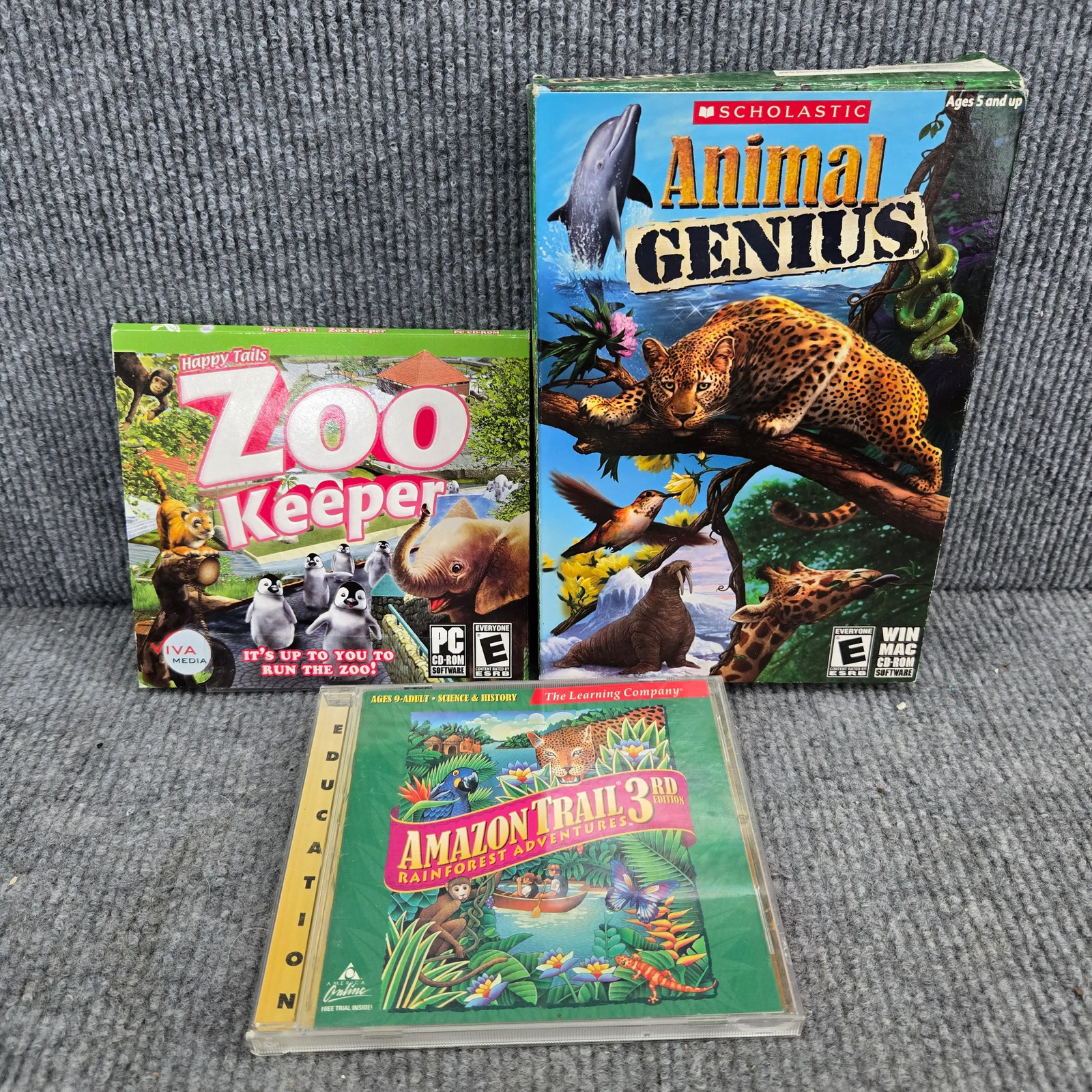 Zoo Keeper Scholastic Animal Genius Amazon Trail CD-ROMs Lot of 3 Resurfaced