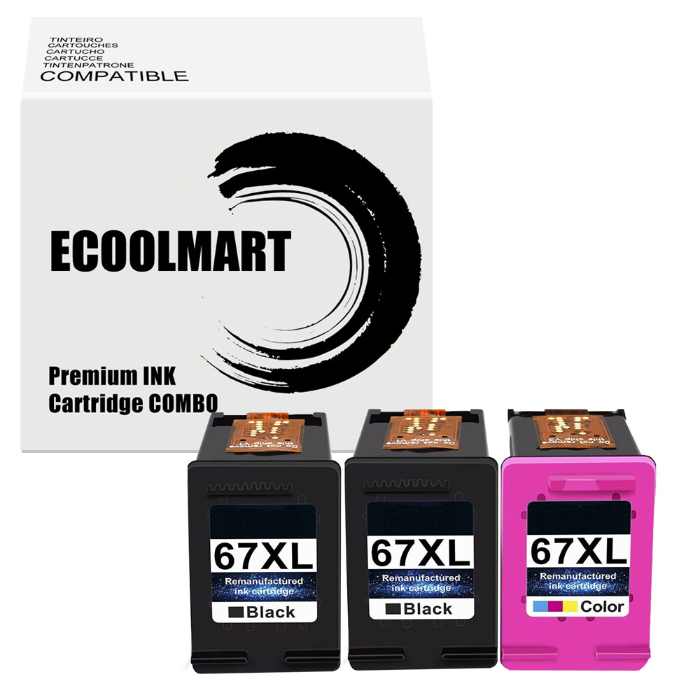 Remanufactured 3PK Ink replace for HP 67XL DeskJet Plus 4152 4158 ENVY