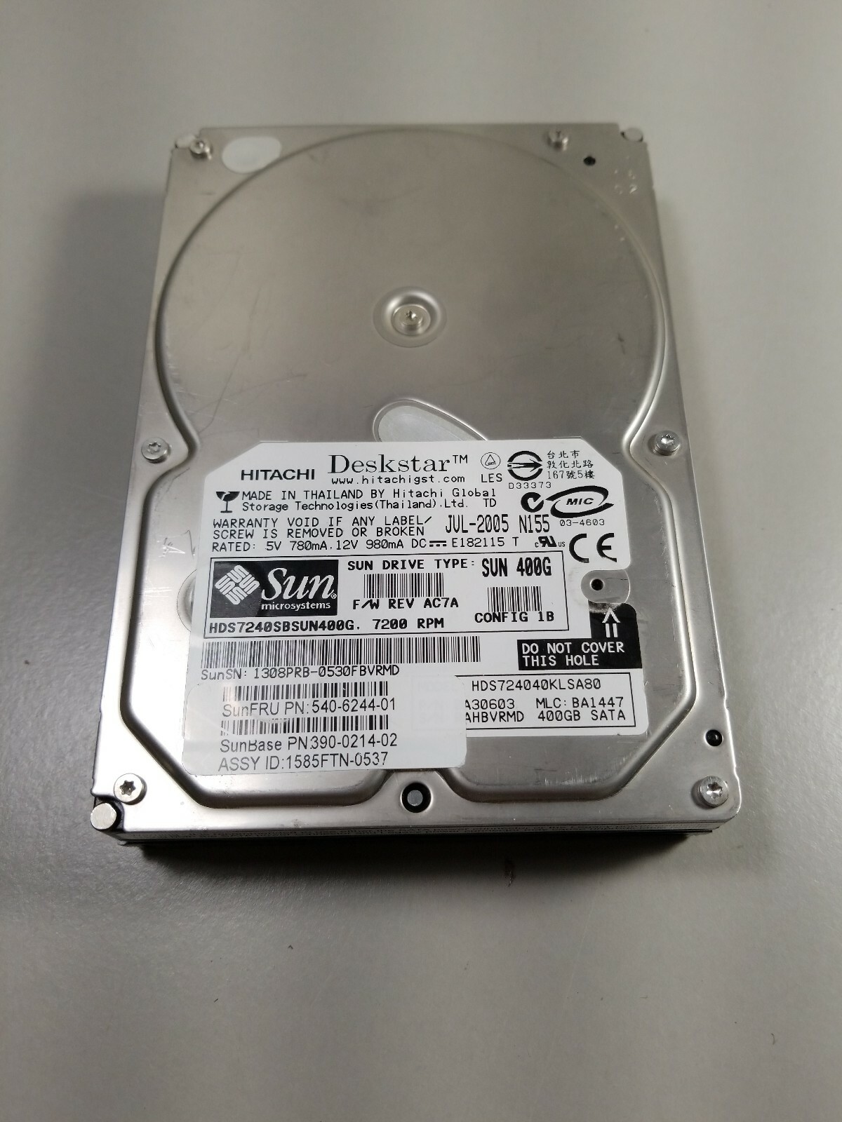 Sun 400GB, 7200RPM, SATA - HDS7240SBSUN400G