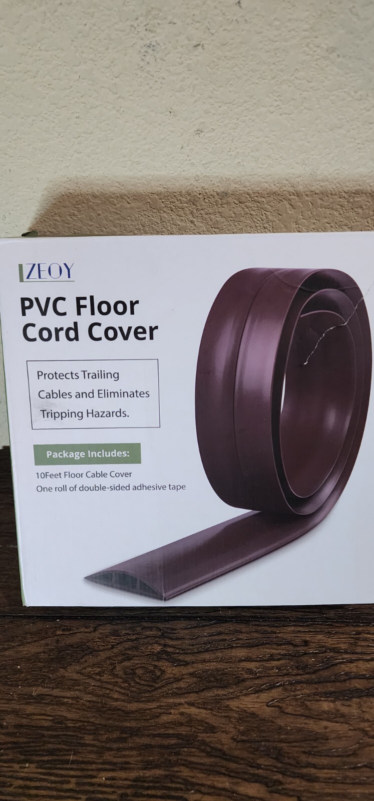 PVC Floor Cord Cover 10 Ft Length  Protect Cables Prevent Trips Black Easy Use