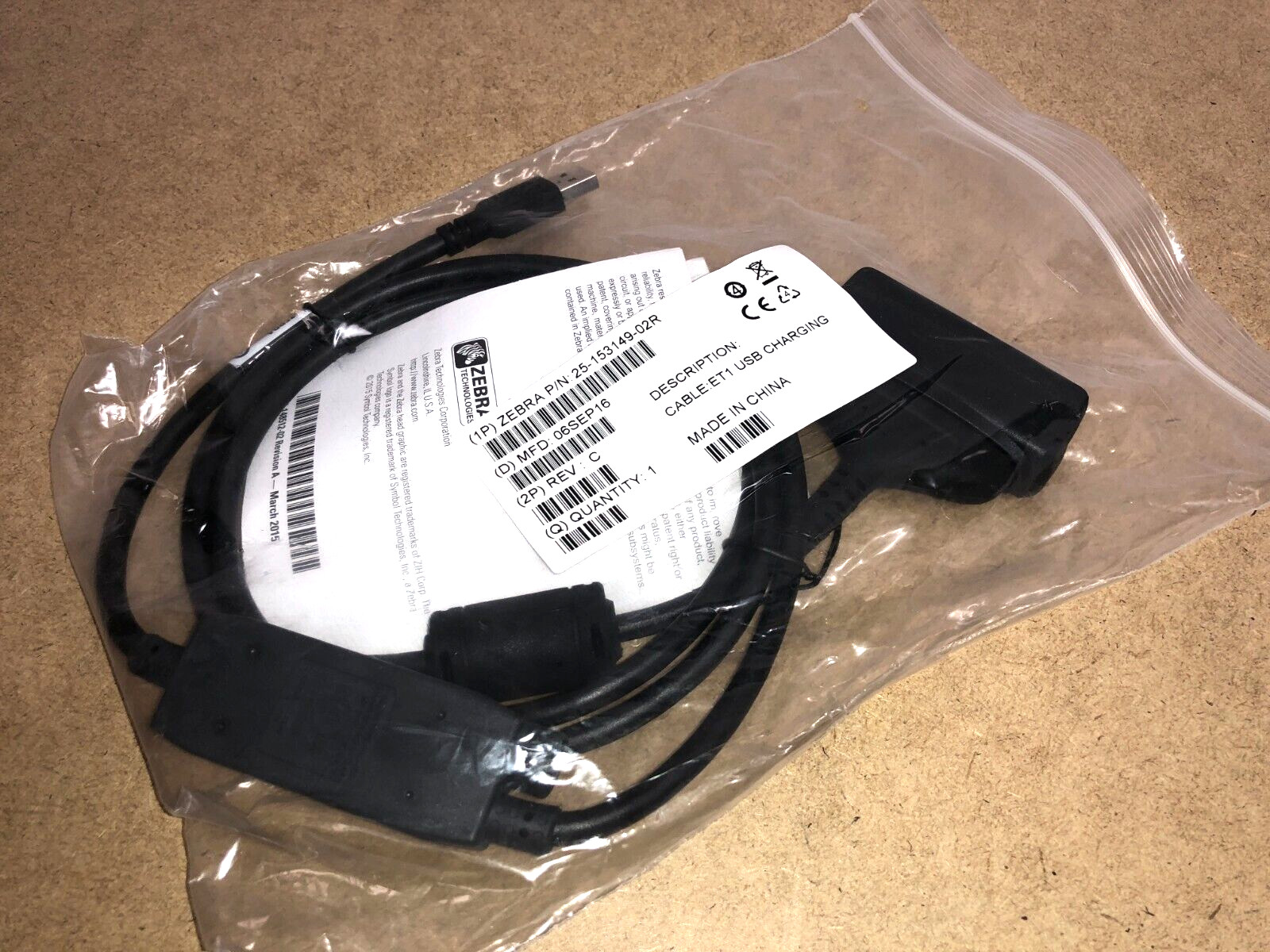 Zebra ET1 USB Charge Cable 25-153149-02R ✅❤️️✅❤️️ Brand New Factory Sealed