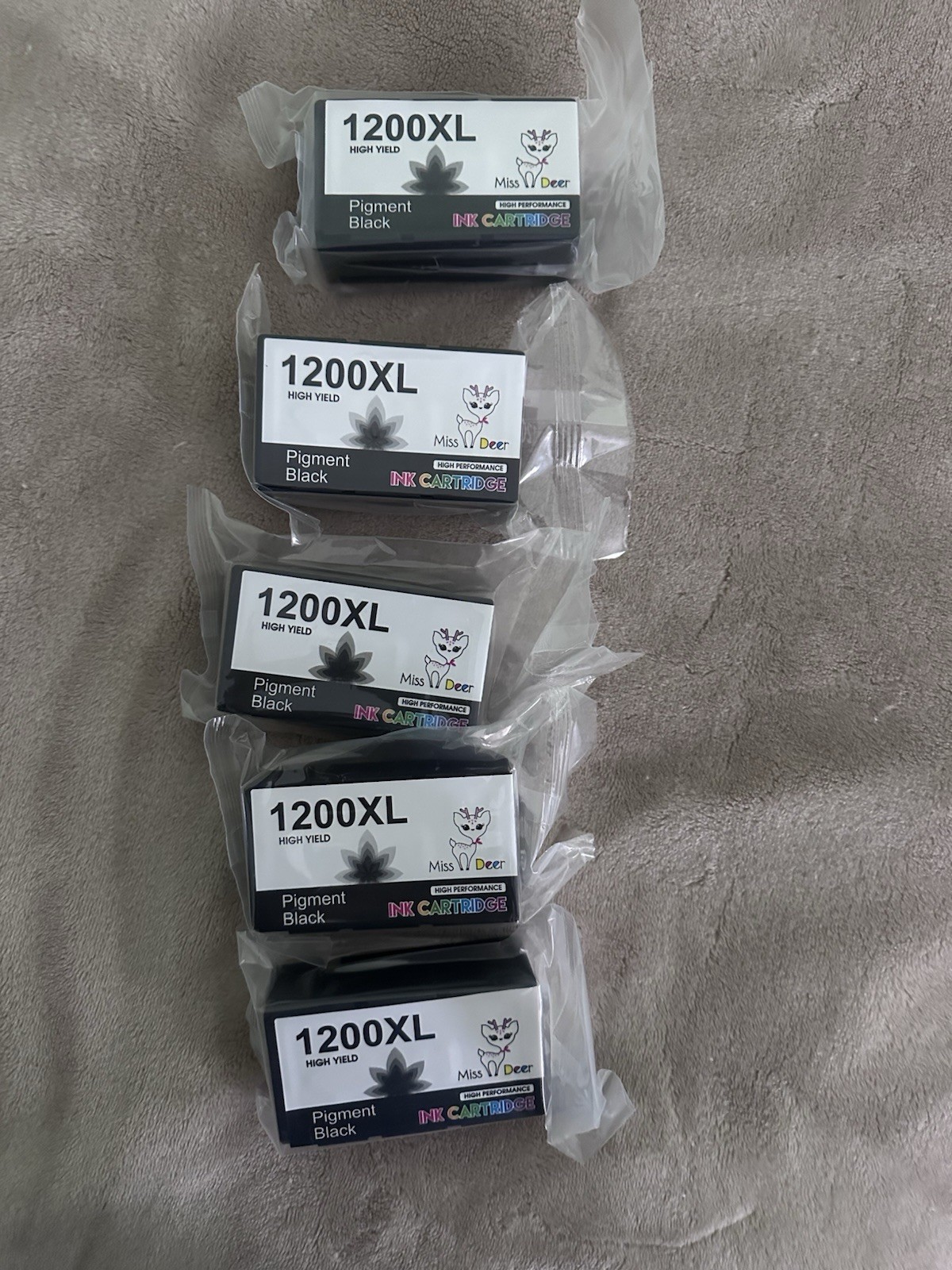 5x Miss Deer 1200xl Black Ink Cartridges New Unopened No Box